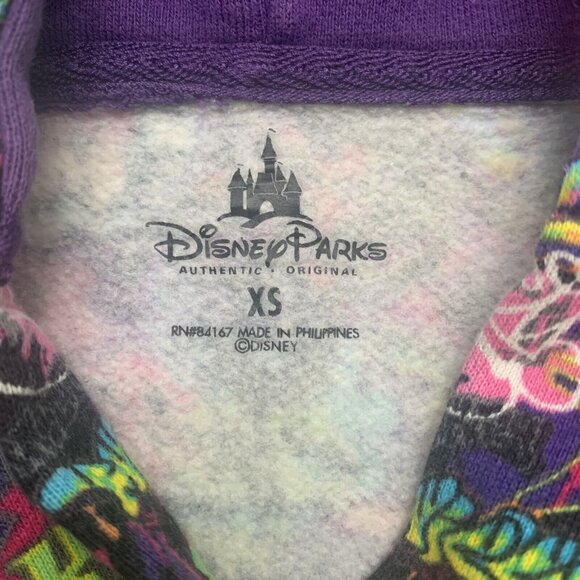 Disney Parks Purple Graffiti Hoodie Sweatshirt Mickey Mouse Unisex 3 4 Years XS - Picture 2 of 9